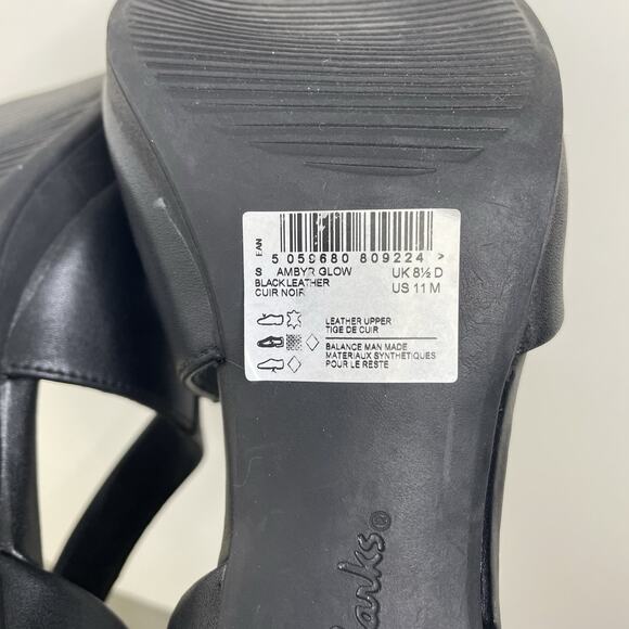 Clark's Ambyr Glow Asymmetrical Comfort Mary Jane Black Leather Pumps Sz 11 - Picture 5 of 7